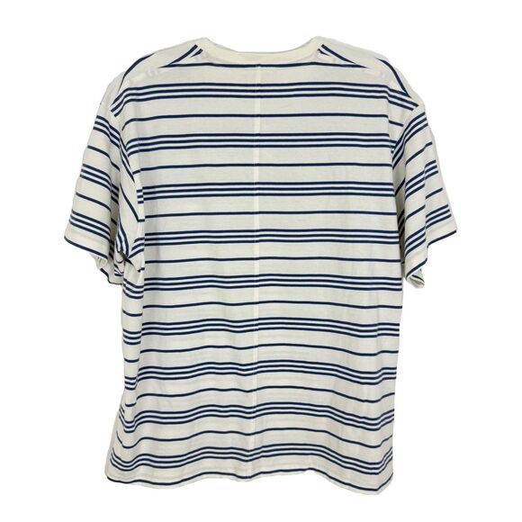 MADEWELL Cotton Relaxed Oversized Tee M Lighthouse Blue White Crew Top NWT B21 - Picture 3 of 5
